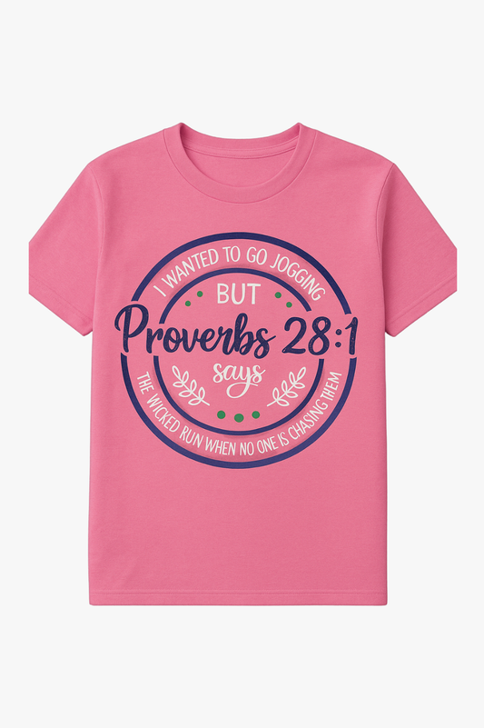 PROVERBS 28:1 JOGGING TEE