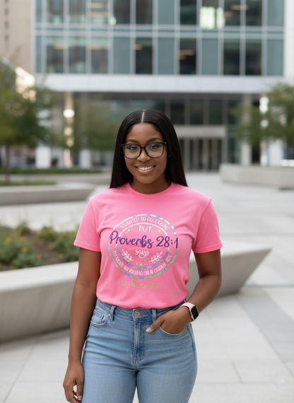 Proverbs 28:1 T-shirt lifestyle photo